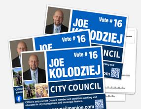 Joe Kolodziej campaign materials — Vote #16, City Council